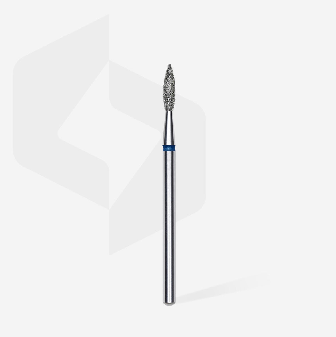 Diamond nail drill bit, pointed “flame”, blue, 2.1 mm/ 8 mm