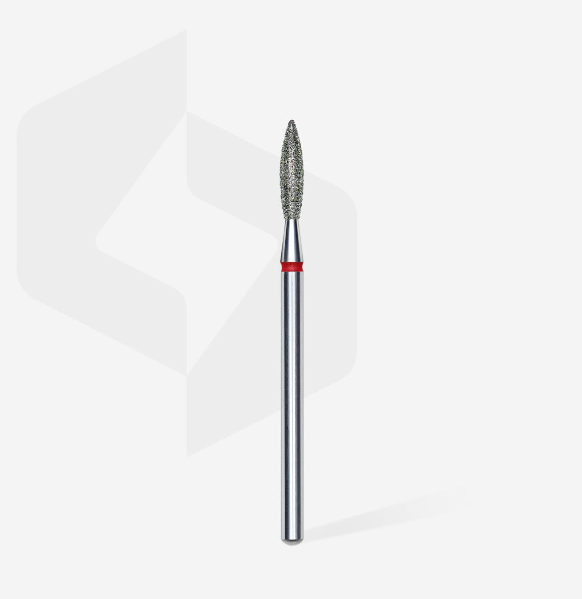 Diamond nail drill bit, “flame”, red, 2.3 mm/ 10 mm