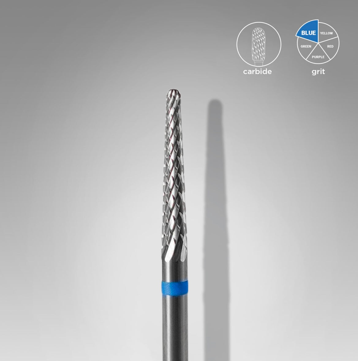 Carbide nail drill bit, “cone” blue, 2.3 mm / 14 mm